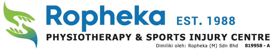 Ropheka logo with green and blue design for therapy and sports center.